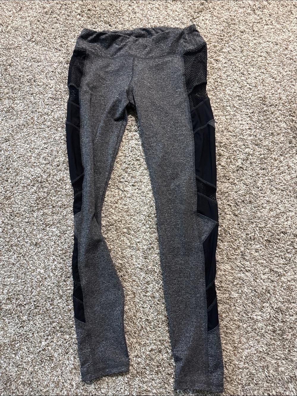 Electric Yoga Gray Leggings with Black Mesh Side Panels